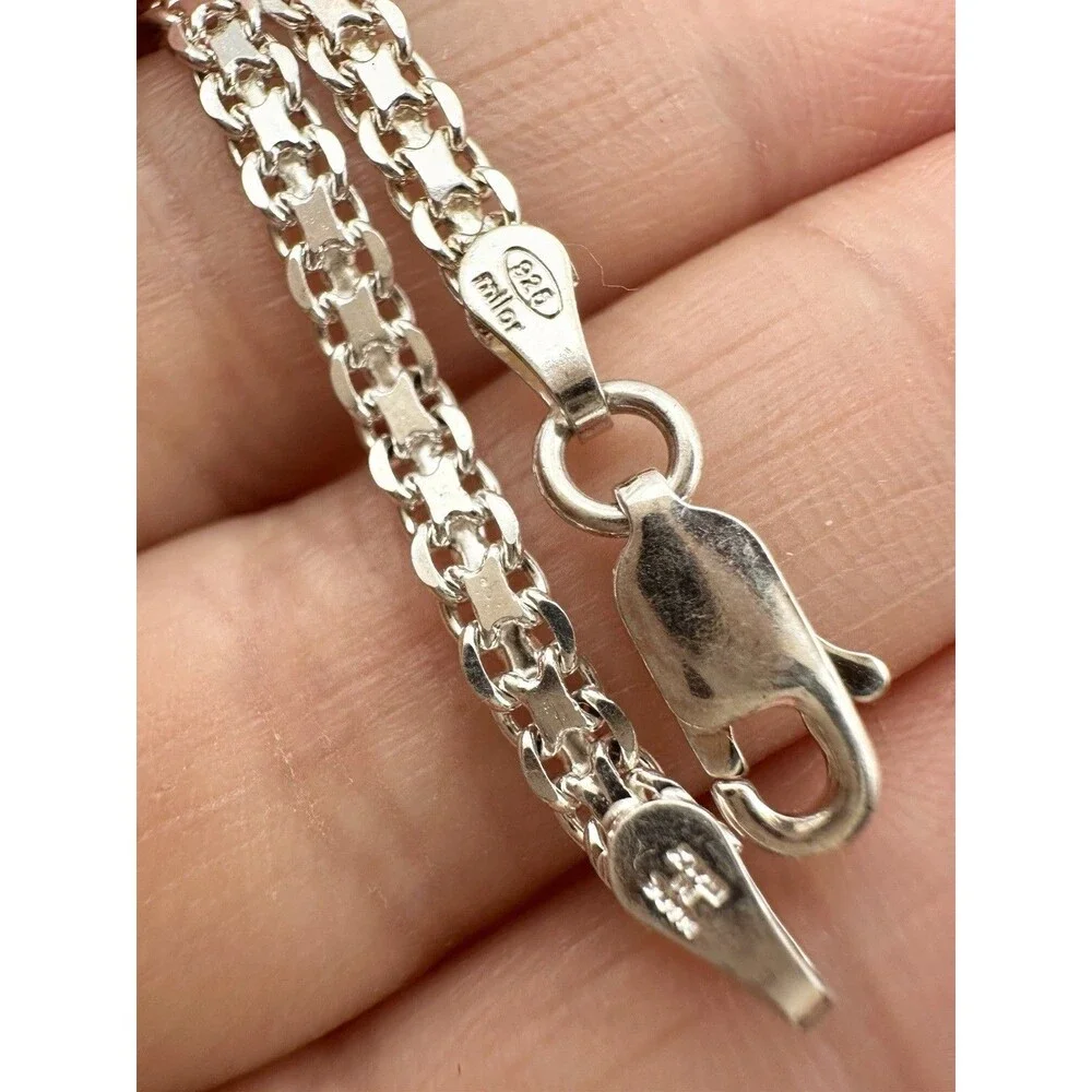 Milor Italian Bismark Chain Design Dainty Sterling Silver Bracelet 7.25”